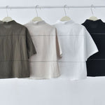 Women's Japanese Minimalist Zigzag Stitch Short Sleeve Shirt