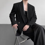 Fake Two-piece Metal Button Shoulder Pad Blazer