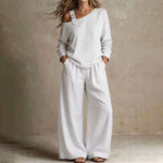 Women's Off-Shoulder Top & Wide Leg Trouser Set