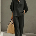 Women's Waffle Top & Trouser Set
