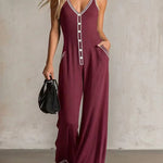 Women's Contrast Strap Wide Leg Jumpsuit