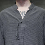 V-neck Pleated Three-quarter Sleeve Shirt