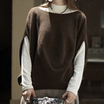 Sleeveless Crew Neck Loose Sweater