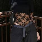 Women's Lace Panel Crop Bodysuit