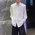 Lapel Loose Rhinestone Solid Color Shirt