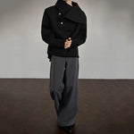 Asymmetrical Button-down Collar Windproof Sweatshirt