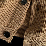 Heavyweight Cotton Crewneck Button Up Knitted Cardigan