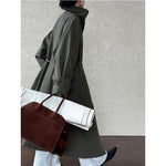 Stand-up Collar Retro Belted Mid-length Loose Coat
