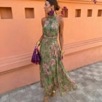 Florence | Floral Maxi Dress with Deep Neckline