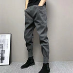 Casual Denim Cuff Washed Stretch Trousers