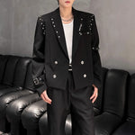 Studded Shoulder Padded Suit Jacket