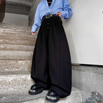 Scimitar Button Loose Casual Wide-leg Pants