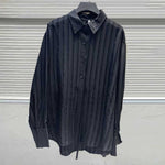 Striped Textured Loose Long-sleeved Shirt