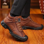 Men’s Brown Leather-Look Casual Ankle Boots
