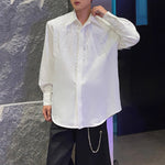 Lapel Loose Rhinestone Solid Color Shirt