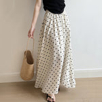 Polka Dot Elastic High Waist A-line Skirt