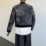 Vintage Jacquard Patchwork Dragon Pattern Denim Jacket