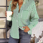 Zeagoo Roll Up Sleeve Button Down Lapel Blouse with Pocket Comfy Casual Loose Fit Shirt