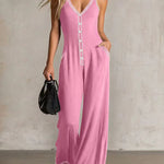 Women's Contrast Strap Wide Leg Jumpsuit