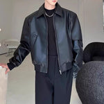 American Retro PU Leather Lapel Jacket