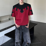 American Shoulder Pad Contrast Color T-shirt