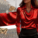 Women's Elegant Long Sleeve Satin Blouse