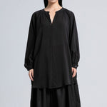 Black Neutral Style V-neck Top