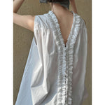 Women's Ruffle Trim Petal Collar Sleeveless Blouse