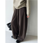 High-waisted Elasticated Casual Straight Trousers