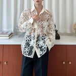 French Hollow Lace Loose Embroidered Shirt