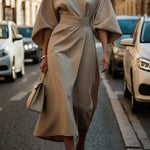 Elegant Solid Color Waist Dress
