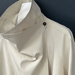 Stand-up Collar Retro Belted Mid-length Loose Coat