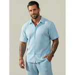 KZZ Solid-Color & Striped Short-Sleeve Two-Piece Set