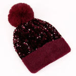 Women's Sequin Pom Pom Beanie