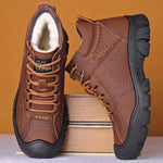 Men’s Brown Leather-Look Casual Ankle Boots