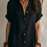 Bohemian Black Loose-fitting Midi Dress