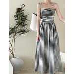 Striped Tube Top Suspender Dress