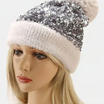 Women's Sequin Pom Pom Beanie