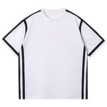 Paneled Contrast Striped Short Sleeve T-Shirt