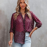 Zeagoo Long Sleeve Button Up Shirt Summer Sheer Tulle Top for Women Casual Loose Business Casual 2026 | Under