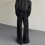 Double Belt Metal Drape Punk Straight Trousers
