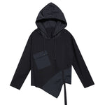 Hooded Irregular Stitching Long Sleeves T-shirts