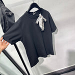 Bow Scarf Loose Casual T-shirt