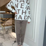 Women's Letter Print Hoodie & Trouser Set