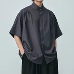 Stand-up Collar Draped Shirt