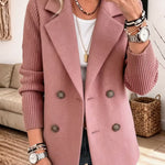 Women's Knit Sleeve Double-Breasted Blazer