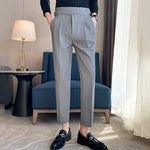 Slim-fit Paris Buckle High-waist Casual Trousers