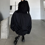 Dark Pleated Loose High Waist Puffy Skirt