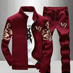 KZZ Men's Stylish Stand-Collar Sports Set