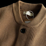 Heavyweight Cotton Crewneck Button Up Knitted Cardigan